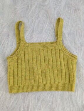 Wild Fable Ribbed Knit Cropped Tank Top - Yellow